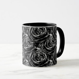 Schwarze Rose Zentrum Abstraktes Foto Muster Tasse