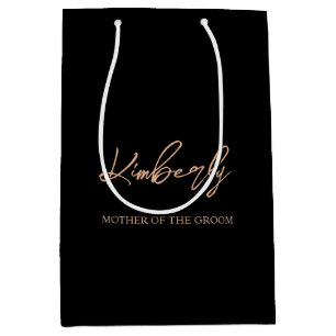 Schwarze & Roségoldene personalisierte Hochzeitsge Mittlere Geschenktüte