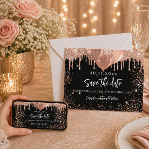 Schwarze Rosen-Gold-Balloons Geburtstagsparty Save The Date