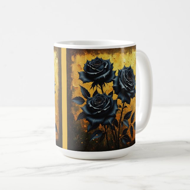 Schwarze Rosen Kaffeetasse (VorderseiteRechts)