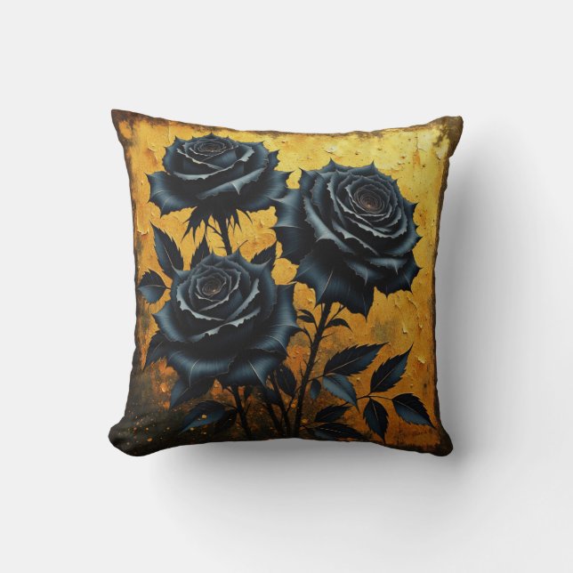 Schwarze Rosen Kissen (Vorderseite)