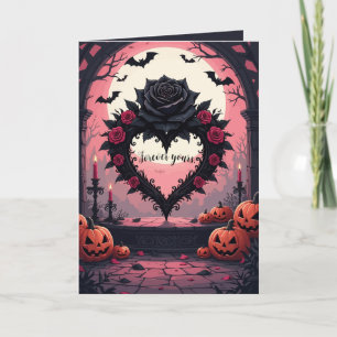 Schwarze Rosenblume, Dornenherzform und Karte