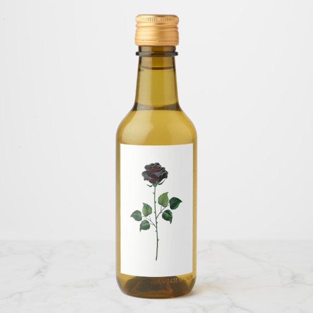 Schwarze Rosenblume Weinetikett (Vorderseite)