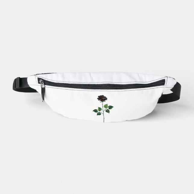 Schwarze Rosenblüte Bauchtasche (Vorderseite)