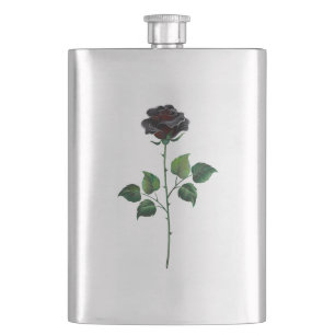 Schwarze Rosenblüte Flachmann