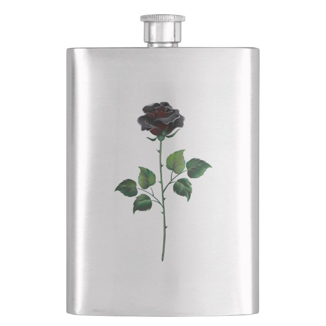 Schwarze Rosenblüte Flachmann (Vorderseite)