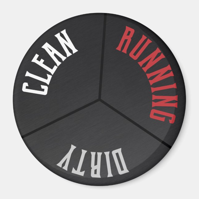 Schwarze, rostfreie Spülmaschine sauber, dreckig Magnet (Vorne)