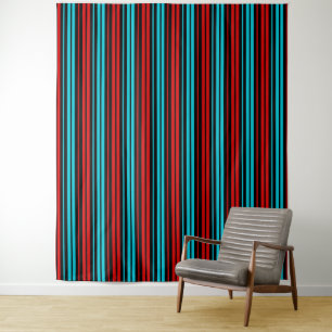 Schwarze rote blaue Streifenmuster   Wandteppich