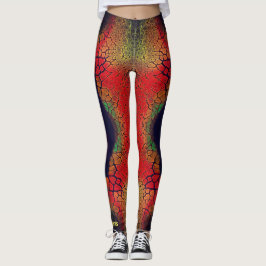 SCHWARZE, ROTE FEUERSCHNITTSKALEN LEGGINGS