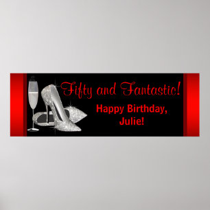 Schwarze rote Glitter High Heels Geburtstagsparty- Poster
