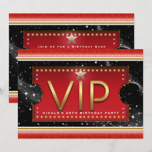 Schwarze Rote Gold & Silber Glamour VIP-Ticket-Ein Einladung