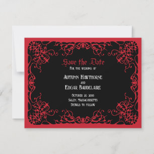 Schwarze Rote Gotische Hochzeit Save The Date