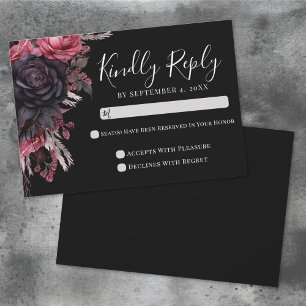 Schwarze Rote Gotische Hochzeits-RSVP-Karte RSVP Karte