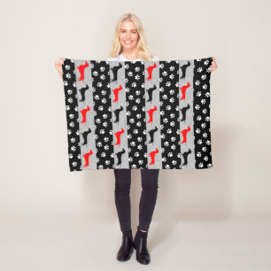Schwarze Rote Graue Dachshund-Flanelldecke Fleecedecke