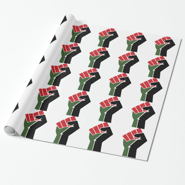 Schwarze rote grüne Faust Geschenkpapier (Ungerollt)