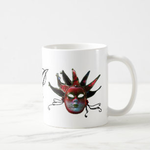 SCHWARZE ROTE JESTER MASK MONOGRAMM ,Party Tasse