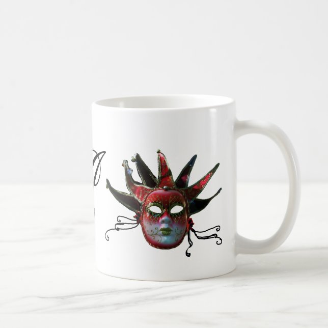 SCHWARZE ROTE JESTER MASK MONOGRAMM ,Party Tasse (Rechts)