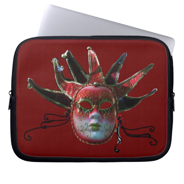 SCHWARZE ROTE JESTERMASK ,Party Masquerade Laptopschutzhülle (Vorderseite)