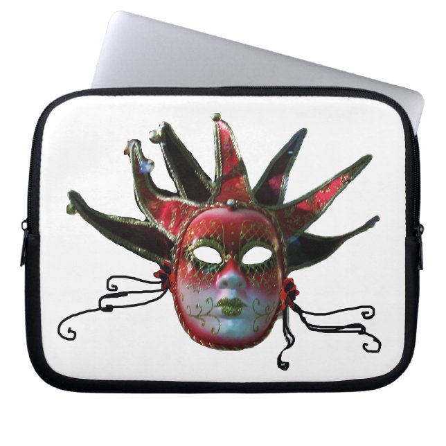 SCHWARZE ROTE JESTERMASK ,Party Masquerade Laptopschutzhülle (Vorderseite)
