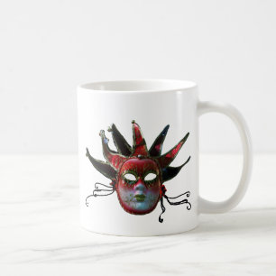 SCHWARZE ROTE JESTERMASK ,Party Masquerade Tasse