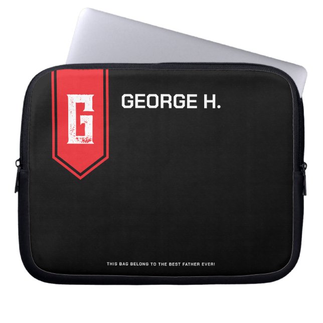 Schwarze rote Laptoptasche für Männer Laptopschutzhülle (Vorderseite)