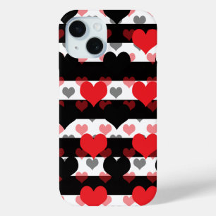 Schwarze rote Liebe mit Schwarz-weißen Streifen Case-Mate iPhone Hülle