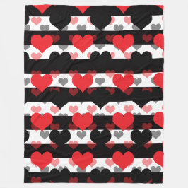 Schwarze rote Liebe mit Schwarz-weißen Streifen Fleecedecke