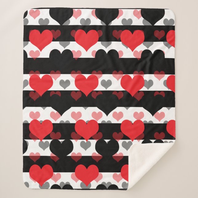 Schwarze rote Liebe mit Schwarz-weißen Streifen Sherpadecke (Vorderseite)