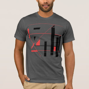 Schwarze rote Linien Formen Geometrisch Abstrakt M T-Shirt