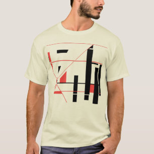 Schwarze rote Linien Formen Geometrisch abstrakt M T-Shirt