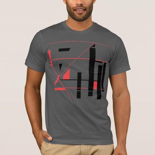 Schwarze, rote Linien, geometrische, Abstrakte Dar T-Shirt (Vorderseite)