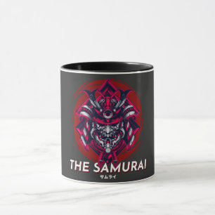 Schwarze rote minimalistische Vintage-The-Samurai- Tasse