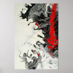 Schwarze Rote Moderne Abstrakte Fluidkunst Poster