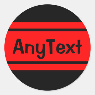 Schwarze rote Race Streifen, beliebiger Text-Aufkl Runder Aufkleber