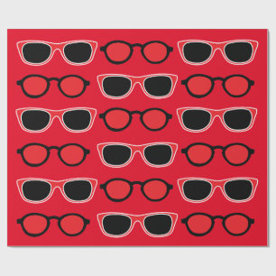 Schwarze rote Sonnenbrille Muster Geschenkpapier