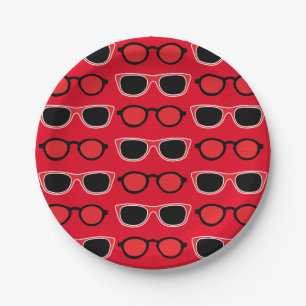 Schwarze rote Sonnenbrille Sommer Geburtstag Pappteller