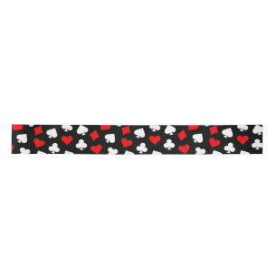 Schwarze rote und weiße Casino-Kartensymbole Satinband