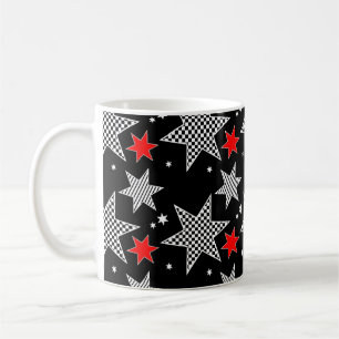 Schwarze, Rote und Weiße Sterne Kaffeetasse