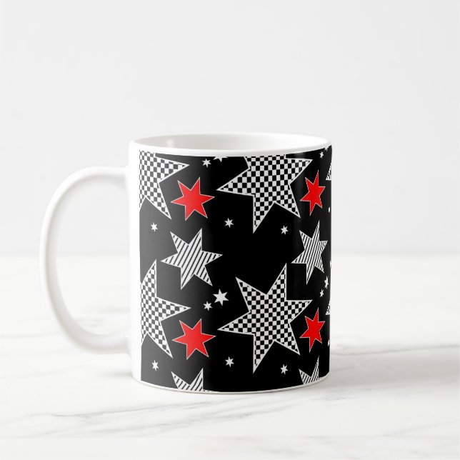 Schwarze, Rote und Weiße Sterne Kaffeetasse (Links)