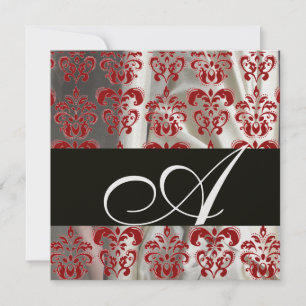 SCHWARZE, ROTE, WEISSE SILK DAMASK KLOTH MONOGRAM EINLADUNG