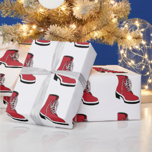 Schwarze rote Western-Stiefel Geschenkpapier