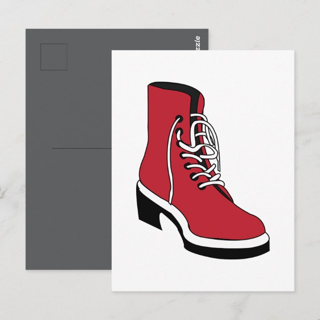 Schwarze rote Westernstiefel Postkarte (Vorne/Hinten)