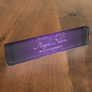 Schwarze Royal Purple Ombre Namensplakette