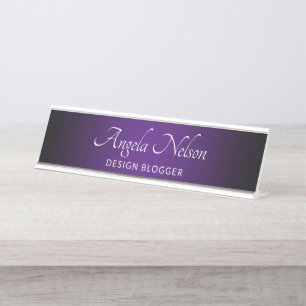 Schwarze Royal Purple Ombre Schreibtischnamensplakette