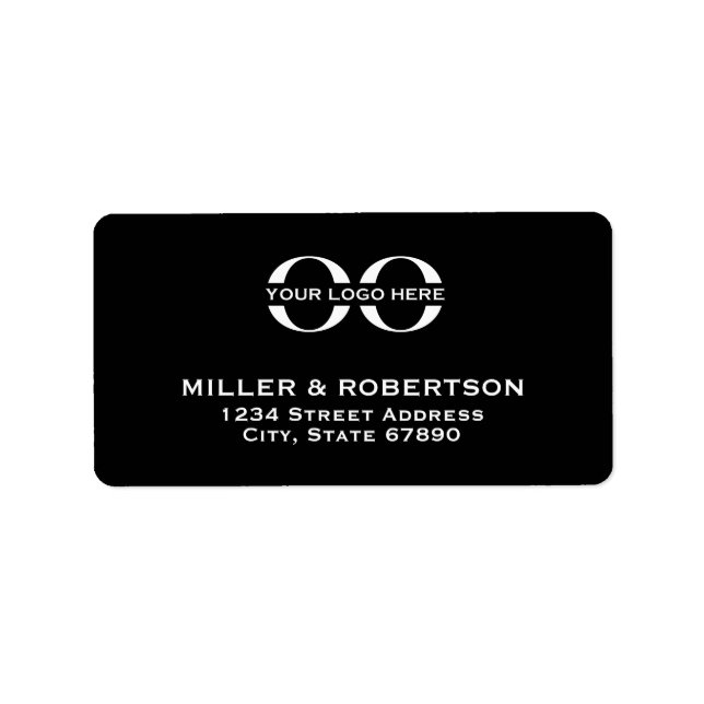 Schwarze Rücksendeadresse für Firmenlogo Adressaufkleber (Vorne)