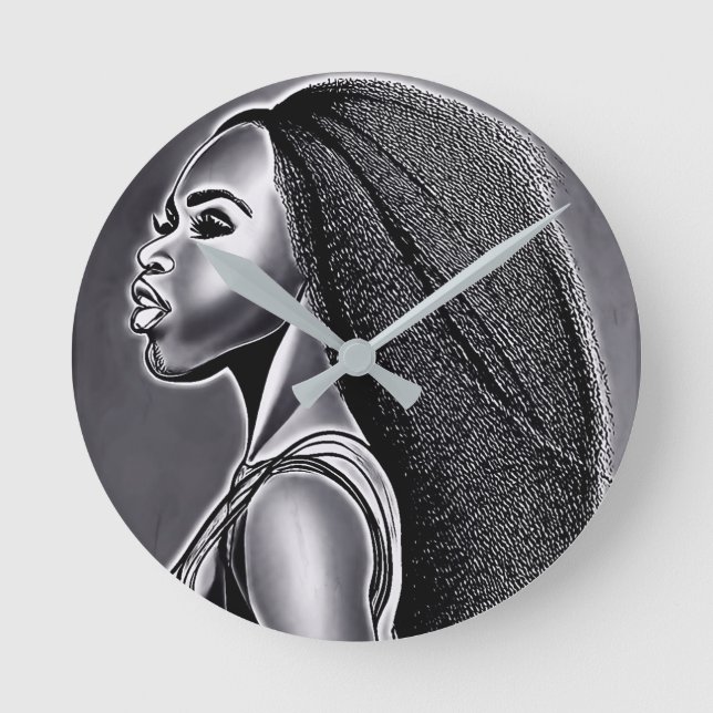 Schwarze. Runde Wanduhr (Vorderseite)