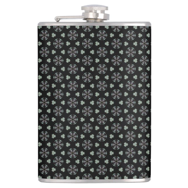 Schwarze Rundwangenflasche Flachmann (Vorderseite)