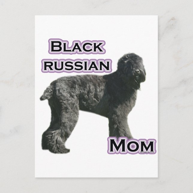 Schwarze Russische Terrier-Mama 4 Postkarte (Vorderseite)