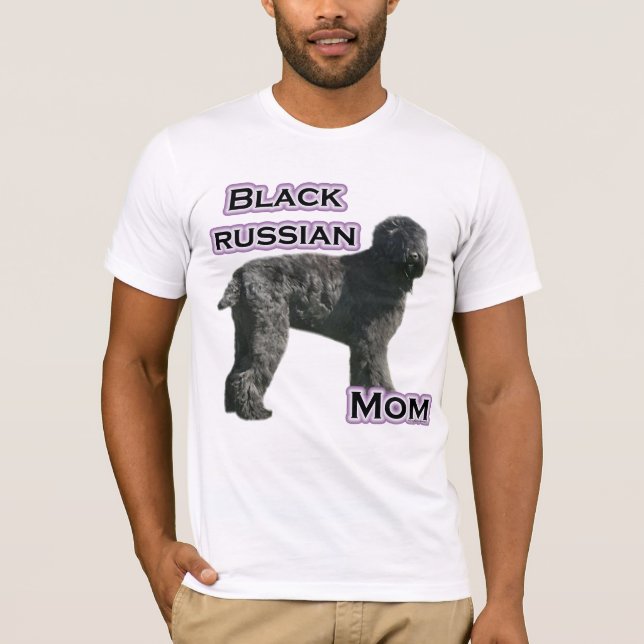 Schwarze Russische Terrier-Mama 4 T-Shirt (Vorderseite)