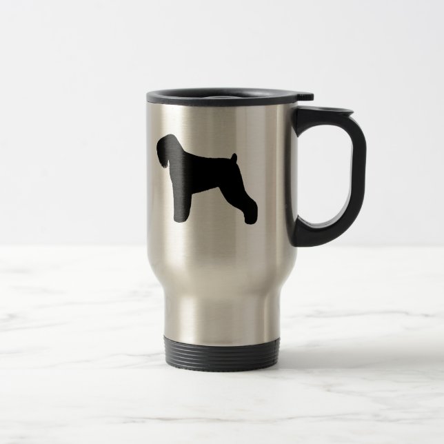 Schwarze russische Terrier-Silhouetten Reisebecher (Rechts)